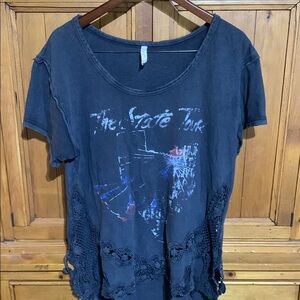 Free People Black Graphic Relaxed T-Shirt